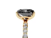 Radiant Cut Pavé Solitaire Engagement Ring Setting for a Black Center | Slim Band | Yellow Gold