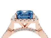 Asscher Cut Twist Halo Engagement Ring Setting for a Fancy Blue Lab-Grown Diamond | Rose Gold