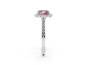 Princess Cut Halo Engagement Ring Setting for a Fancy Pink Lab-Grown Diamond | Pave Shoulders | Platinum