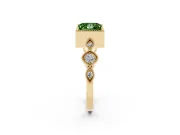 Princess Cut Vintage Milgrain Engagement Ring Setting for a Fancy Green Lab-Grown Diamond | Yellow Gold