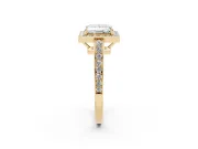 Princess Cut Framed Halo Engagement Ring Setting | Graduated Pavé Band | Yellow Gold