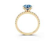 Round Hidden Halo Solitaire Engagement Ring Setting for a Fancy Blue Lab-Grown Diamond | Pave Band | Yellow Gold