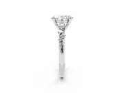 Oval Cut Diamond Solitaire Vine Band Ring Set in Platinum with Round Accents and Prong Setting
