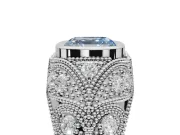 Asscher Cut Vintage Bezel Engagement Ring Setting for a Fancy Blue Lab-Grown Diamond | Platinum