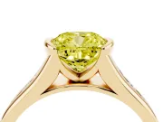 Cushion Cut Half Bezel Engagement Ring Setting for a Fancy Yellow Lab-Grown Diamond | Yellow Gold