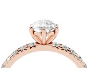 Pear-Shaped Pavé Solitaire Engagement Ring Setting | Shared Prong Band | Rose Gold