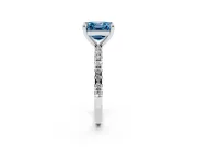 Asscher Cut Petite Pavé Solitaire Engagement Ring Setting for a Fancy Blue Lab-Grown Diamond | Slim Band | White Gold