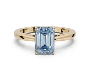 Emerald Cut Cathedral Engagement Ring Setting for a Fancy Blue Lab-Grown Diamond | Yellow Gold - Design NV-24626