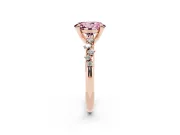 Oval Graduated Accent Engagement Ring Setting for a Fancy Pink Lab-Grown Diamond | Rose Gold