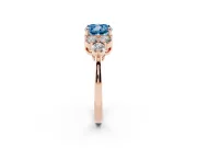Cushion Cut Cluster Side Stone Engagement Ring Setting for a Fancy Blue Lab-Grown Diamond | Plain Band | Rose Gold
