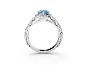 Marquise Leaf Halo Engagement Ring Setting for a Fancy Blue Lab-Grown Diamond | White Gold