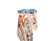 Fancy Blue Pear Cut Diamond Solitaire Ring Set in Rose gold with Layered Twist Pavé Band