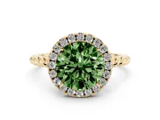 Round Rope Halo Engagement Ring Setting for a Fancy Green Lab-Grown Diamond | Yellow Gold