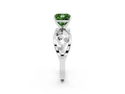 Fancy Green Princess Cut Diamond Solitaire Ring Set in White gold with Side Stones on Criss-Cross Band and Prong Setting