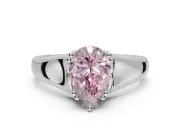 Pear-Shaped Double Claw Solitaire Engagement Ring Setting for a Fancy Pink Lab-Grown Diamond | Platinum