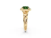 Heart-Shaped Filigree Halo Engagement Ring Setting for a Fancy Green Lab-Grown Diamond | Yellow Gold