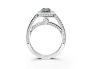 Radiant Cut Sectioned Halo Engagement Ring Setting for a Fancy Green Lab-Grown Diamond | White Gold