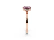 Emerald Cut Micro-Prong Hidden Halo Engagement Ring Setting for a Fancy Pink Lab-Grown Diamond | Plain Band | Rose Gold