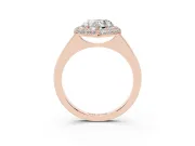 Heart-Shaped Pave Halo Engagement Ring Setting | Slim Plain Band | Rose Gold