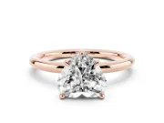 Heart-Shaped Hidden Halo Engagement Ring Setting | Thin Plain Band | Rose Gold