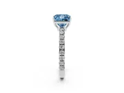 Princess Cut Pave Engagement Ring Setting for a Fancy Blue Lab-Grown Diamond | Shared Prong Band | White Gold
