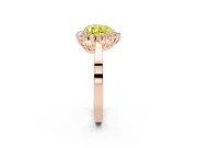 Fancy Yellow Heart Cut Diamond Halo Ring Set in Rose gold with Round Halo and Smooth Solitaire Band