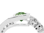 Fancy Green Pear Cut Diamond Bezel Bypass Ring Set in Platinum with Round Accents
