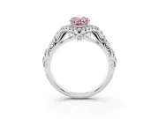 Oval Hidden Halo Filigree Engagement Ring Setting for a Fancy Pink Lab-Grown Diamond | Platinum