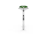 Princess Cut Halo Engagement Ring Setting for a Fancy Green Lab-Grown Diamond | Plain Polished Band | Sterling Silver