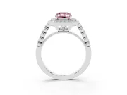 Emerald Cut Graduated Milgrain Halo Engagement Ring Setting for a Fancy Pink Lab-Grown Diamond | Platinum