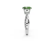 Fancy Green Oval Cut Diamond Twist Band Solitaire Set in White gold with Pavé Accents and Prong Setting