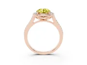 Round Halo Engagement Ring Setting for a Fancy Yellow Lab-Grown Diamond | Petal Tips | Rose Gold