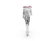 Fancy Pink Pear Cut Diamond Solitaire Ring Set in Silver with Layered Twist Pavé Band
