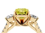 Radiant Cut Three-Stone Engagement Ring Setting for a Fancy Yellow Lab-Grown Diamond | Yellow Gold