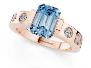 Emerald Cut Tension Style Engagement Ring Setting for a Fancy Blue Lab-Grown Diamond | Rose Gold
