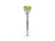 Asscher Cut Hidden Halo Pave Engagement Ring Setting for a Fancy Yellow Lab-Grown Diamond | Claw Prongs | White Gold