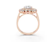Princess Cut Floral Double Halo Engagement Ring Setting | Plain Band | Rose Gold