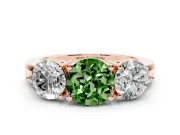 Round Three Stone Engagement Ring Setting for a Fancy Green Lab-Grown Diamond | Large Round Side Stones | Rose Gold