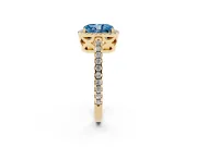 Radiant Cut Pave Halo Engagement Ring Setting for a Fancy Blue Lab-Grown Diamond | Yellow Gold