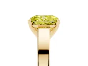 Fancy Yellow Radiant Cut Diamond Solitaire Engagement Ring Set in Yellow gold with Prong Setting and Tapered Band