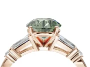 Round Tapered Baguette Engagement Ring Setting for a Fancy Green Lab-Grown Diamond | Rose Gold