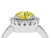 Round Milgrain Halo Engagement Ring Setting for a Fancy Yellow Lab-Grown Diamond | Pavé Shoulders | Sterling Silver