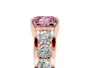 Princess Cut Graduated Engagement Ring Setting for a Fancy Pink Lab-Grown Diamond | Rose Gold