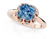 Cushion Cut Petal Halo Engagement Ring Setting for a Fancy Blue Lab-Grown Diamond | Rose Gold