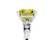 Asscher Cut 3 Stone Engagement Ring Setting for a Fancy Yellow Lab-Grown Diamond | Sterling Silver - Design NV-24494