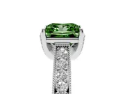 Princess Cut Hidden Halo Engagement Ring Setting for a Fancy Green Lab-Grown Diamond | Milgrain Pave | Platinum