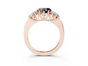 Heart-Shaped Three Stone Engagement Ring Setting for a Black Center | Plain Band | Rose Gold