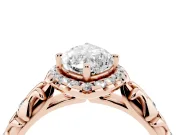 Marquise Filigree Leaf Halo Engagement Ring Setting | Bezel Leaf Accents | Rose Gold