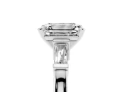 Emerald Cut Three-Stone Engagement Ring Setting | Tapered Baguettes | White Gold