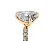 Emerald Cut and Heart-Shaped Lab-Grown Diamond Toi et Moi Engagement Ring | Pavé Band | Yellow Gold